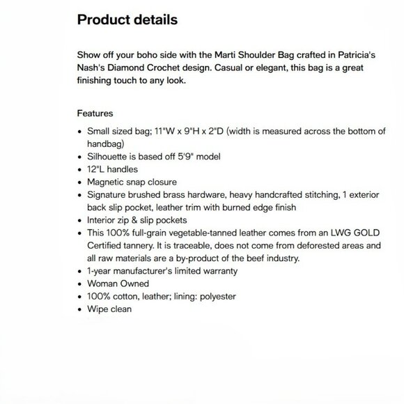 NWT PATRICIA NASH Marti Diamond Crotchet Shoulder Bag APRICOT & TAN BROWN Boho - Picture 4 of 12